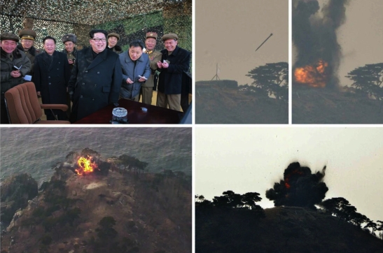 Kim Jong Un commands and observes the MLRS test firing (Photos: Rodong Sinmun/KCNA).