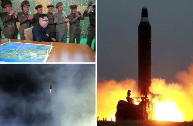 Photos from the top right of page 2 of the WPK daily newspaper Rodong Sinmun show the Hwaso'ng-10 (Musudan) IRBM and Kim Jong and senior WPK and KPA personnel celebrating the second successful test firing (Photos: Rodong Sinmun/KCNA).