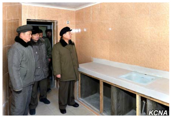 State Affairs Commission Vice Chairman and WPK Vice Chairman Choe Ryong Hae tours apartment housing construction on Ryomyong Street in Pyongyang (Photo: KCNA).